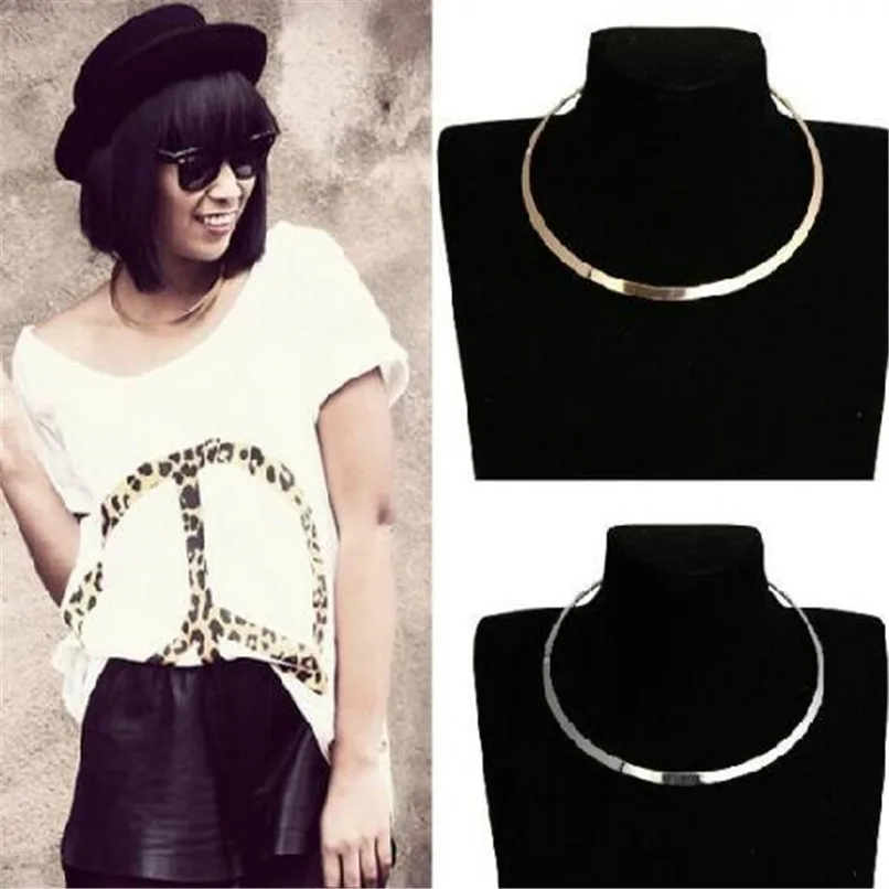 

Lusion SALE Brand Luxury Gold Sliver Color Simple Choker Necklace Woman Punk Collar Chunky Necklaces Fashion Accessories Bijoux