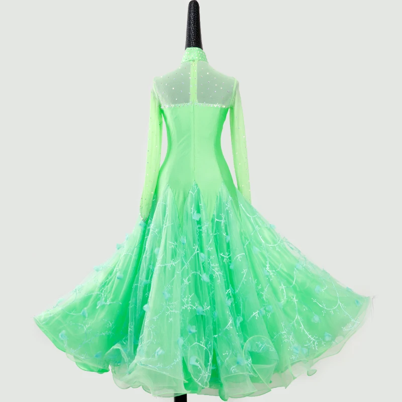 Настроить Зеленый бальных танцев платья современные Танцы костюмы Бальные Вальс платья Танго Бальные конкурс платье Стандартный