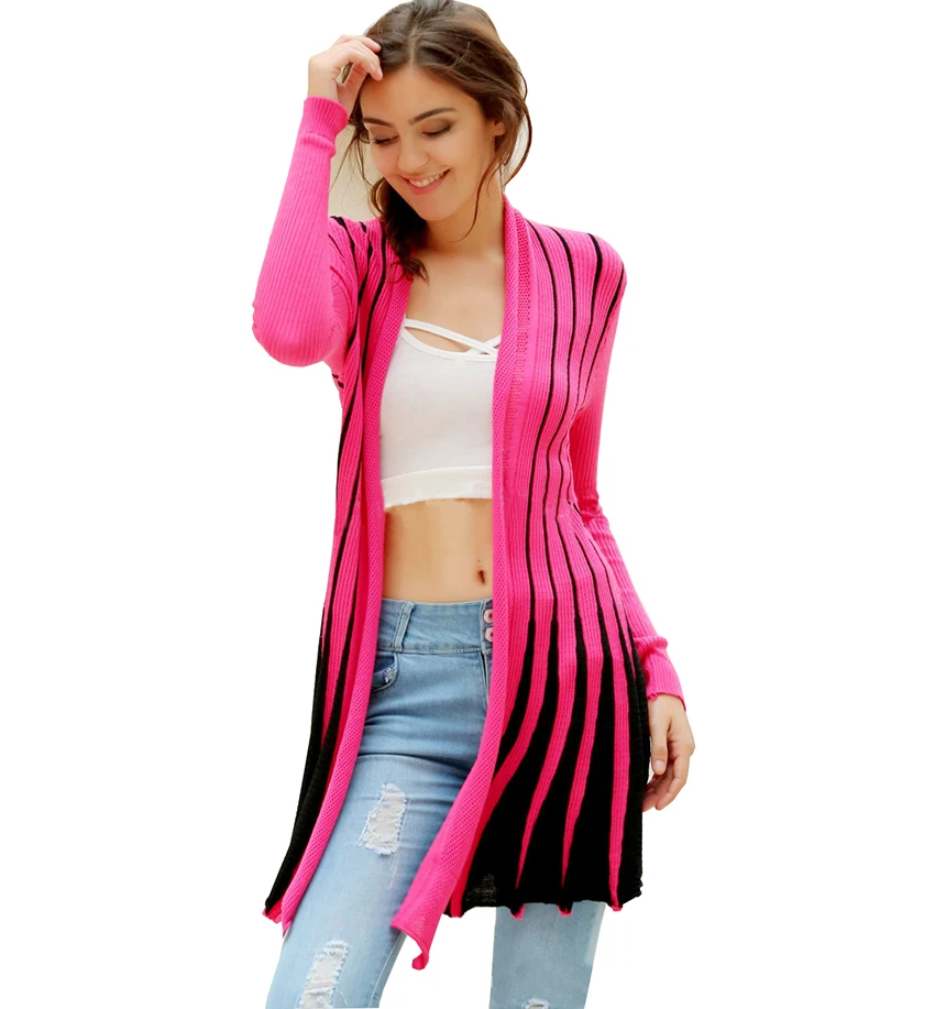 Buy Leisure Slim Color Striped knit Cardigan shawl