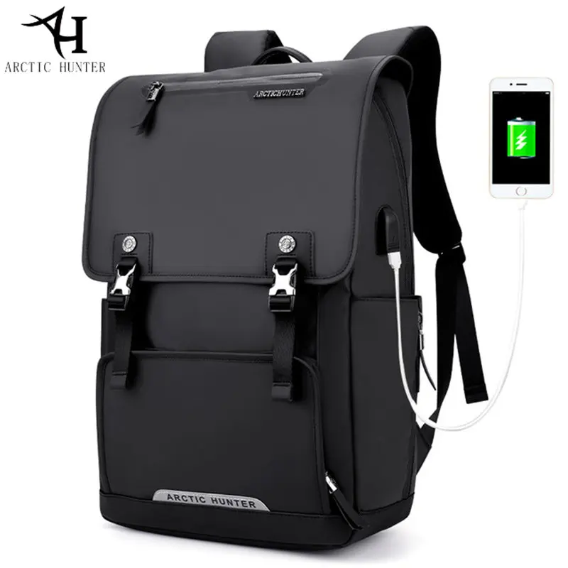 

ARCTIC HUNTER High Quality Oxford+PU Leather Backpack USB Charge Port Backpack Large Capacity Laptop Back packs Men Travel Bag