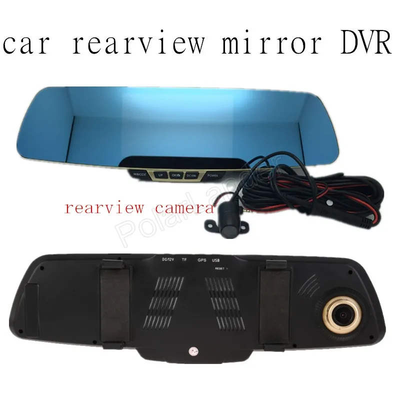 

5 inch 170 degee wide viewing angle Car Dual cameras car dvr mirror rear view recorder full HD cars carcam video rearview