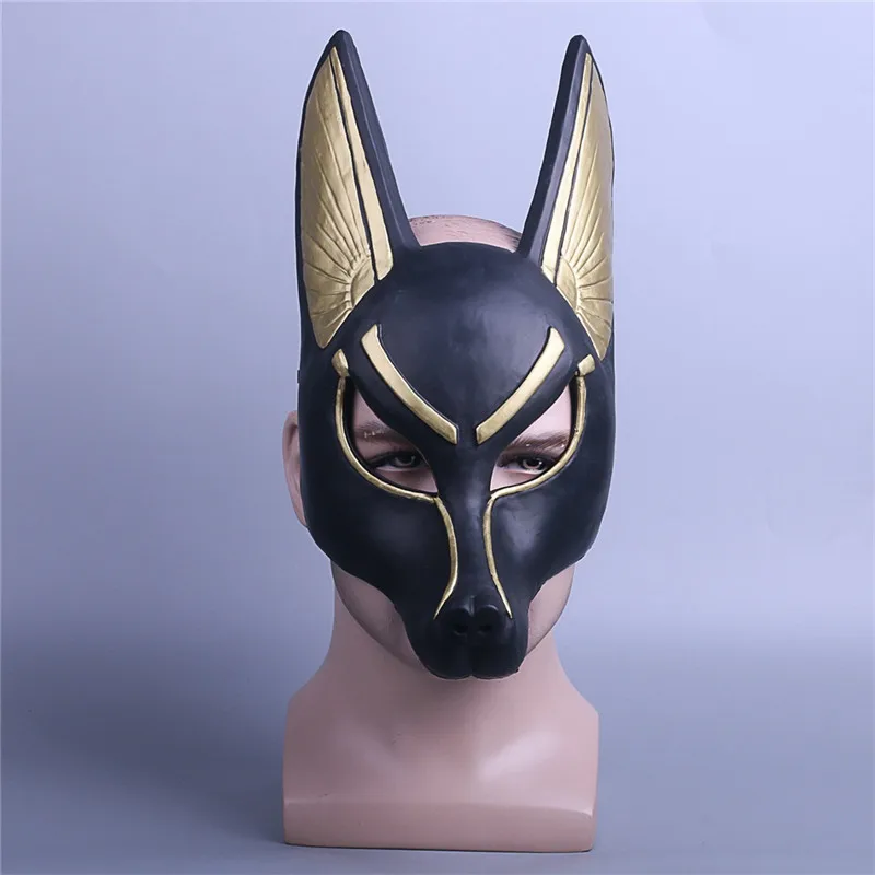 Takerlama Egyptian Anubis Cosplay Face Mask PVC Canis Spp Wolf Head 