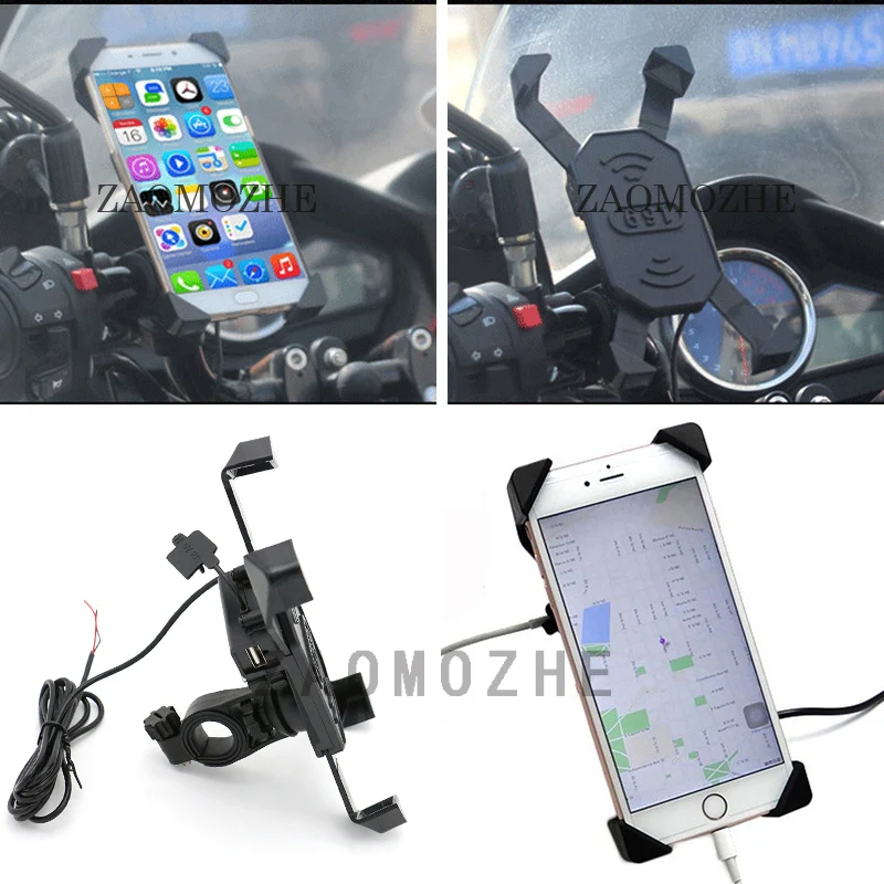 Motorcycle Black USB Phone Charger For Kawasaki Z1000 Z750 Z750R Versys 650 1000