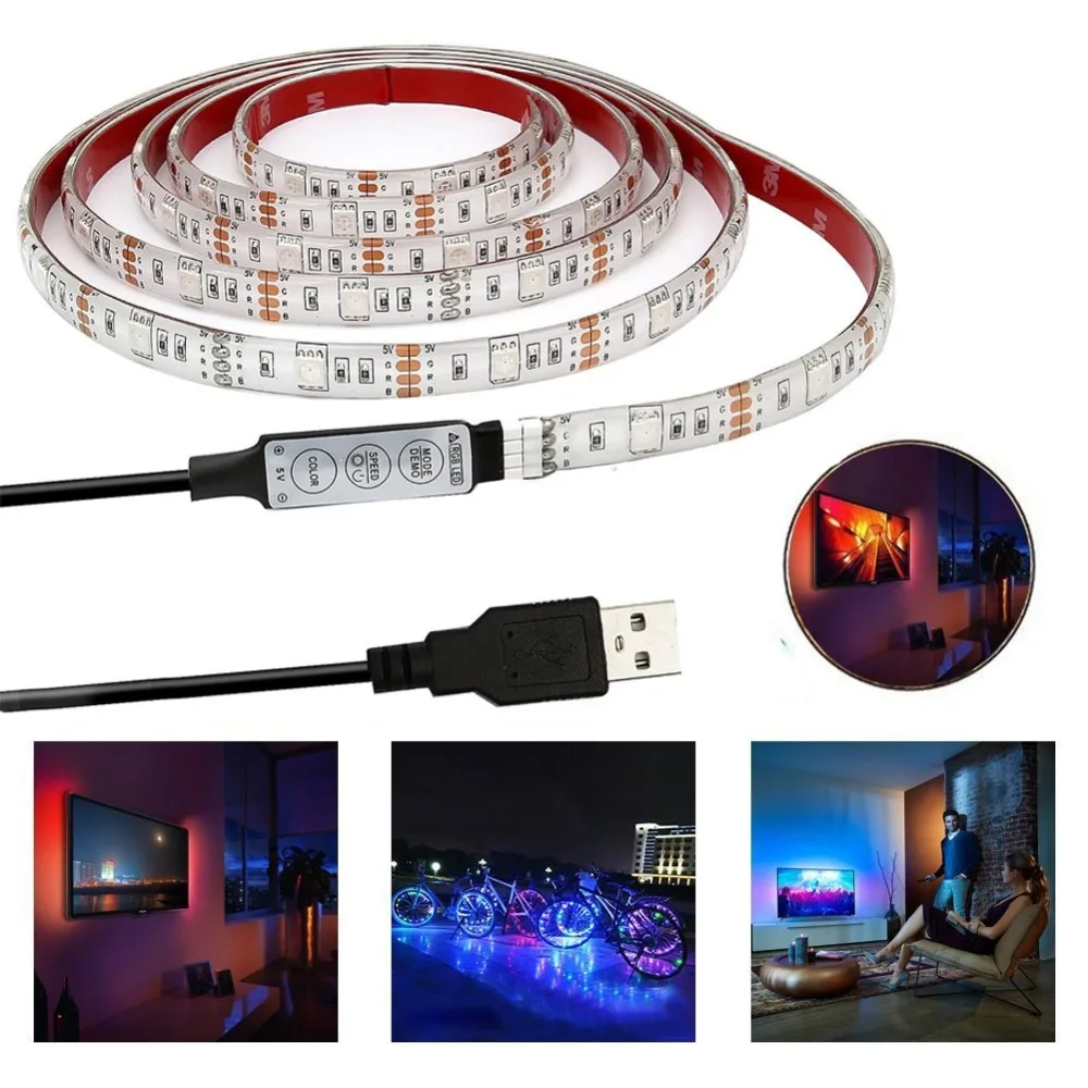 Васеда ТВ набор для фона Красочный светодиодный DC 5V USB RF пульт дистанционного