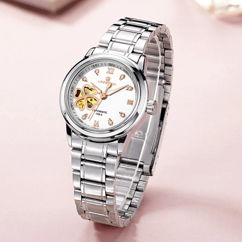 Элитный Бренд стразы женские часы Мода скелет часы с бриллиантами Для женщин автоматические механические Водонепроницаемый наручные часы