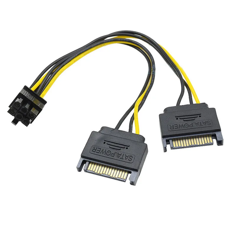 Кабель питания для видеокарты EVGA ASUS с двумя разъемами SATA 15Pin M на PCI e 6
