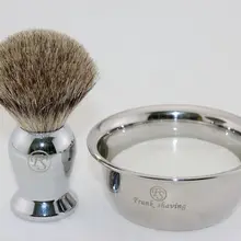 FS-хромированный металлический набор, специальный лучший барсук волос, 20 мм,#5 чаша из нержавеющей стали,#2 мыло, набор для бритья# S2016115