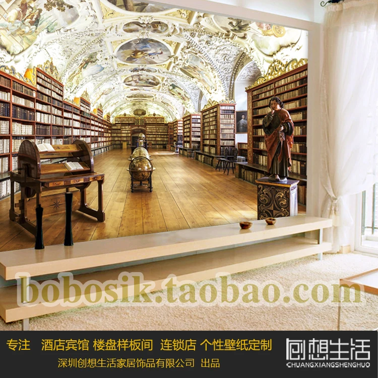 3D stereo boekenplank bibliotheek behang Europese koninklijke hof ... 3D stereo boekenplank bibliotheek behang Europese koninklijke hof ...