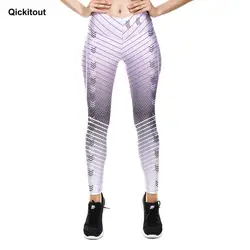 Qickitout 2018 Новая мода женские леггинсы для женщин Фитнес Высокая талия эластичные лоскутные полосы стрелки и горошек печати Леггинс
