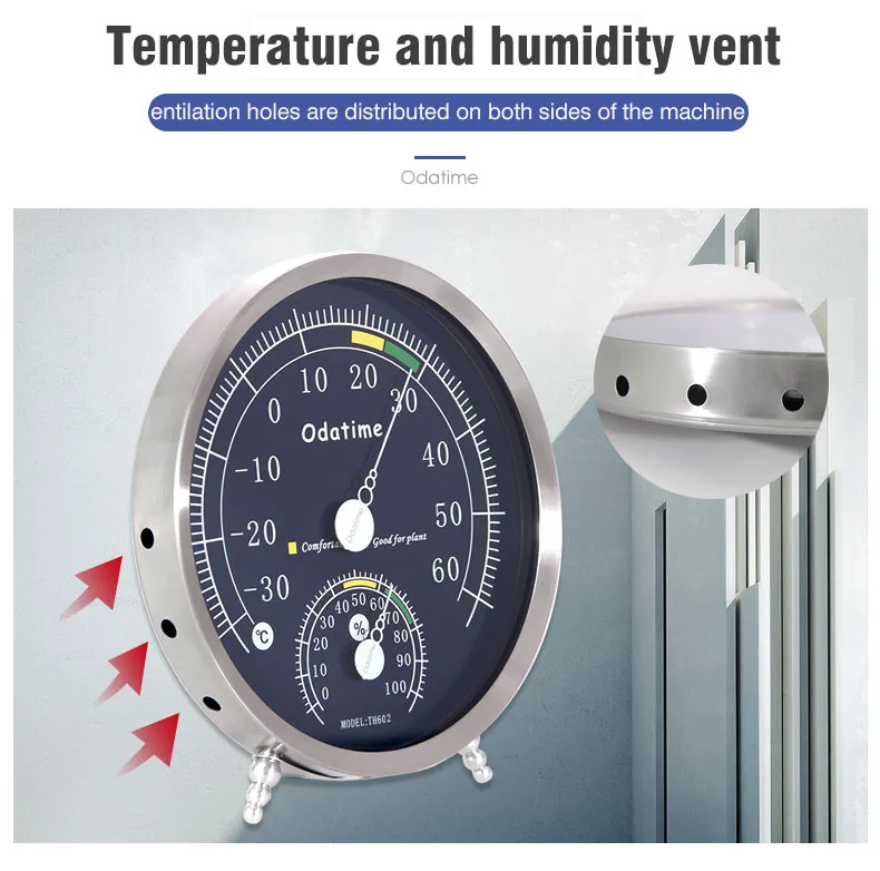Бытовой Аналоговый термометр по Цельсию, гигрометр из нержавеющей стали, измеритель температуры и влажности, метеостанция