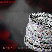 Новые Браслет для танца живота Серебряные кристаллы Браслет Камень для ювелирных украшений Рука манжета Рука манжета Bellydancing Аксессуары Браслет