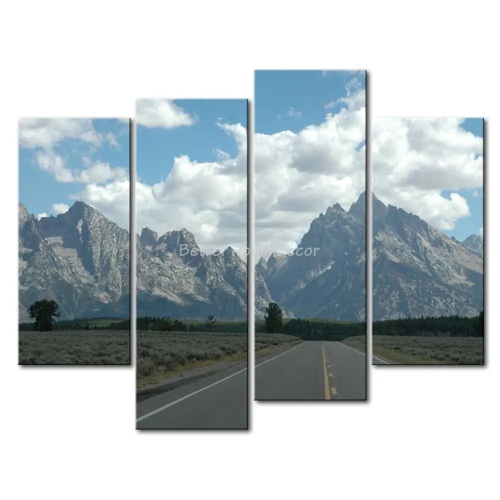 

4 панели холст печать живопись шоссе пейзаж Картина современный холст искусство картина домашний декор картины