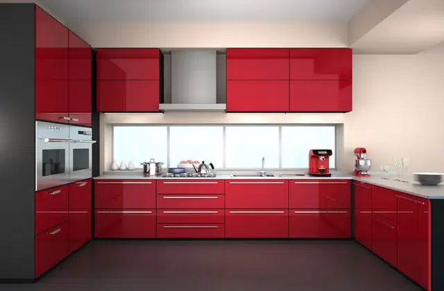 2017 New Design Design High Gloss Lacquer Kitchen Cabinets Red