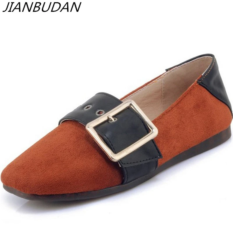 

JIANBUDAN Mised Colors Fashion casual women's autumn shoes Anti-skid wear flat shoes Women's Ballet Flats Pu leather material