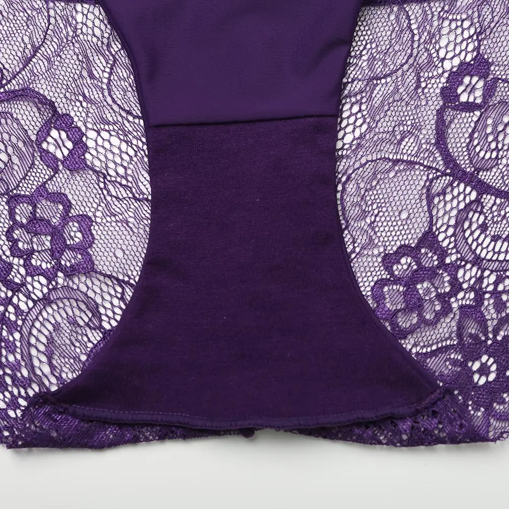 Sexy Lace Low-Rise Cotton Briefs for Plus Size Women - Intimate Ladies Underwear & Panties with Transparent Design image 6