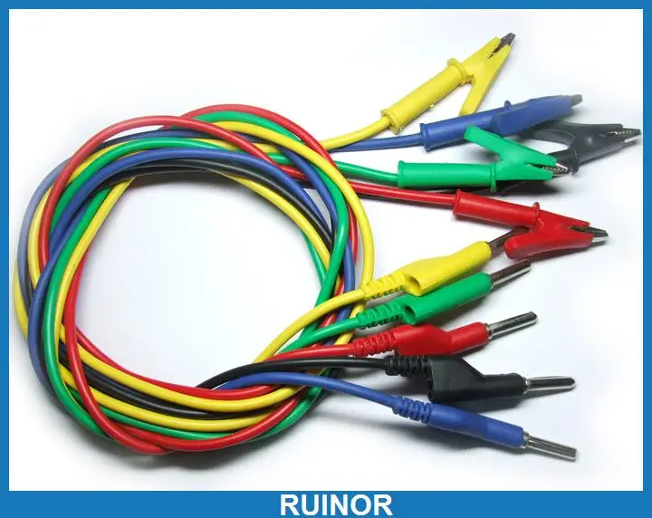 

5 Color High Voltage Cable Test Clip Alligator to Banana Plug