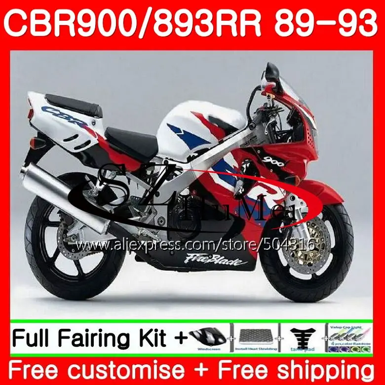 No. 1 Корпус для HONDA в продаже красный CBR 893RR CBR900RR CBR893RR 89 90 91 92 93 114SH. 2 CBR900 CBR893 RR 1989 1990 1991 1992 1993 обтекатель - Цвет: No. 1
