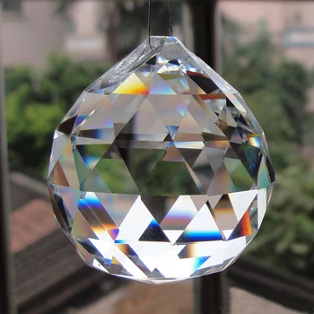 

2Pcs/lot 40mm Ball Prism Chandelier Crystal Faceted Glass Crystal with Copper triangle buckle