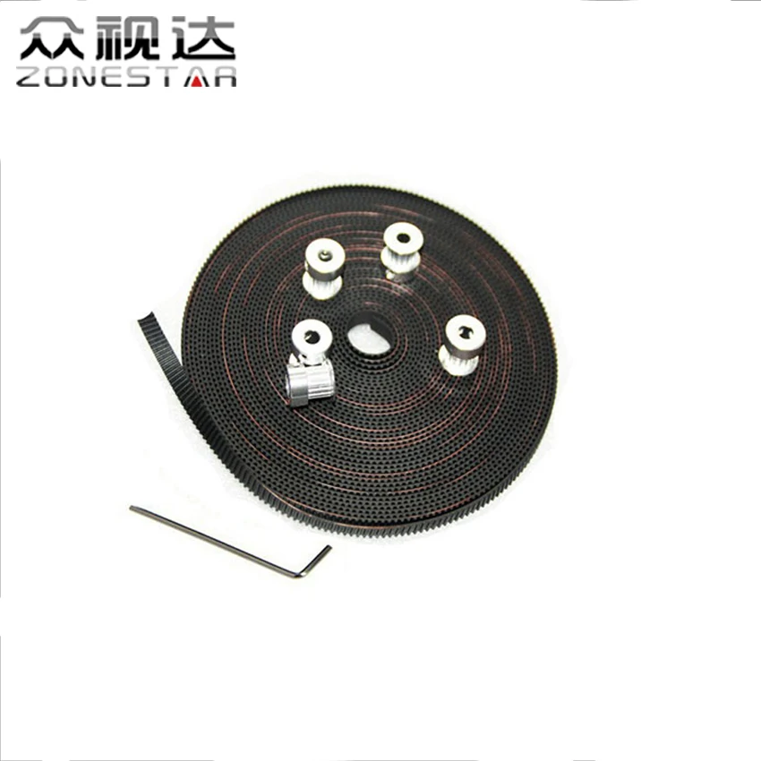  2PCS GT2 20Teeth Pulley Synchronous Wheel and 3m GT2-6mm Timing Belt and 1 Allen Key for Reprap 3D printer DIY Kit 