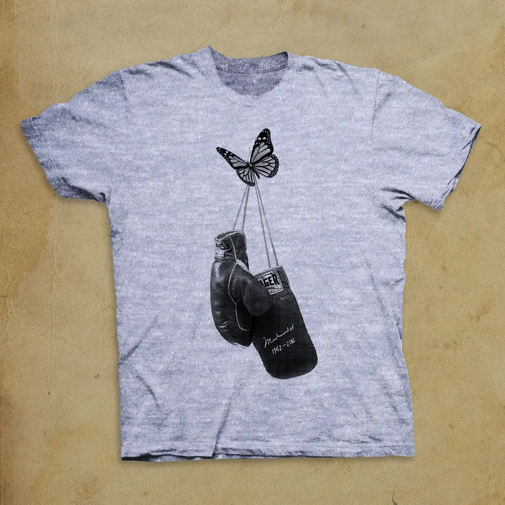 

Men Casual Short Tee Muhammad Ali T-shirt Float like a Butterfly Tribute Tee -Graphic Funny Shirt