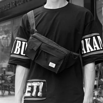 

110918 new hot men small black cool chest bag male leisure messenger bag
