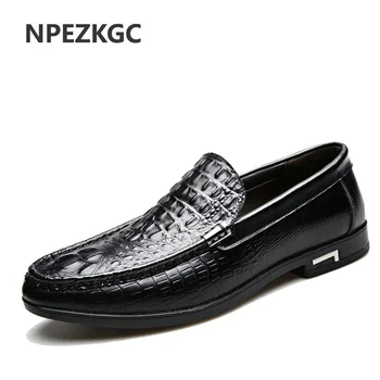 

NPEZKGC Fashion Casual Driving Shoes Genuine Leather Loafers Business Men Shoes Men Loafers Luxury Flats Shoes Men
