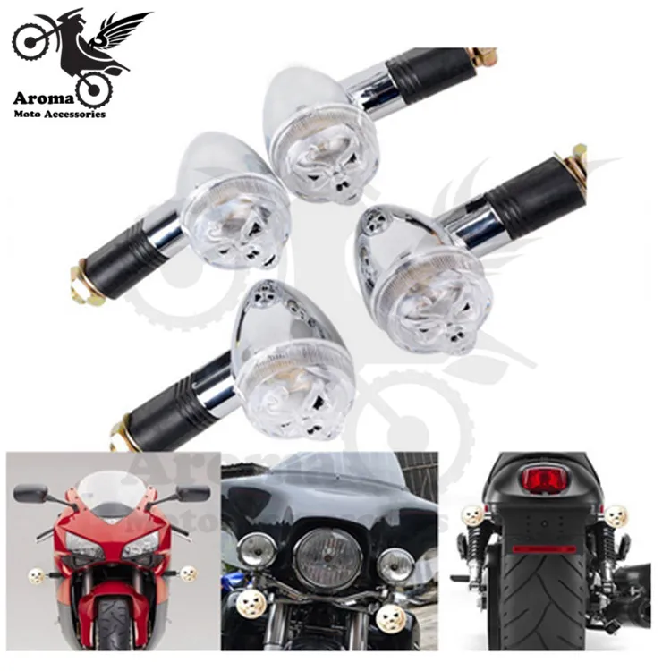 

human skeleton head style decal Skull parts motorbike indicator moto flashers for Harley Davidson motorcycle turn signal light