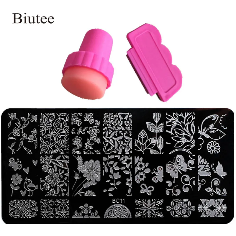 Biutee ногтевая пластина для ногтей штамповочная кружева цветочный рисунок
