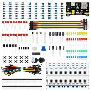 10Set/Lot Eletronic Starter kit with Breadboard Cable Resistor, Capacitor, LED, Potentiometer for Arduino Mega Nano 1