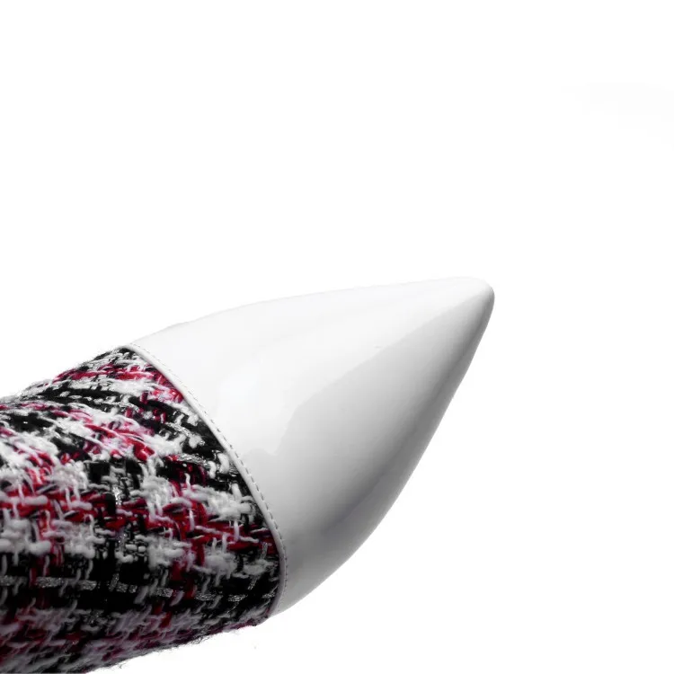Tobillo Tejido Pie De Patchwork Mujer Beertola Dedo Genial Del Mujeres Botas Tacón Blanco Puntiagudo Moda Alto Cuero Real Nuevas La Zapatos Las IwwZ0E
