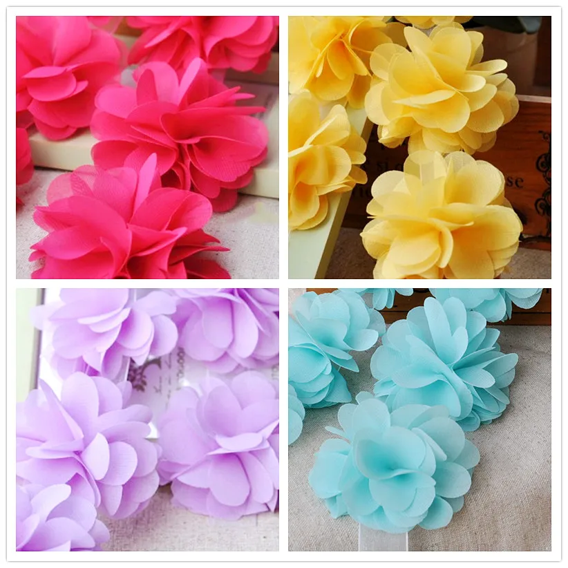 

Chiffon Flowers 3D Single Flower Artificia Hair Clips Rose Petal 5 Pc/Lot Handwork White Black 6.5cm