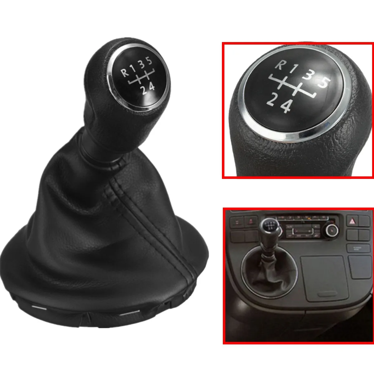 5 Speed Gear Stick Shift Knob & Gator For VW /Volkswagen /Transporter