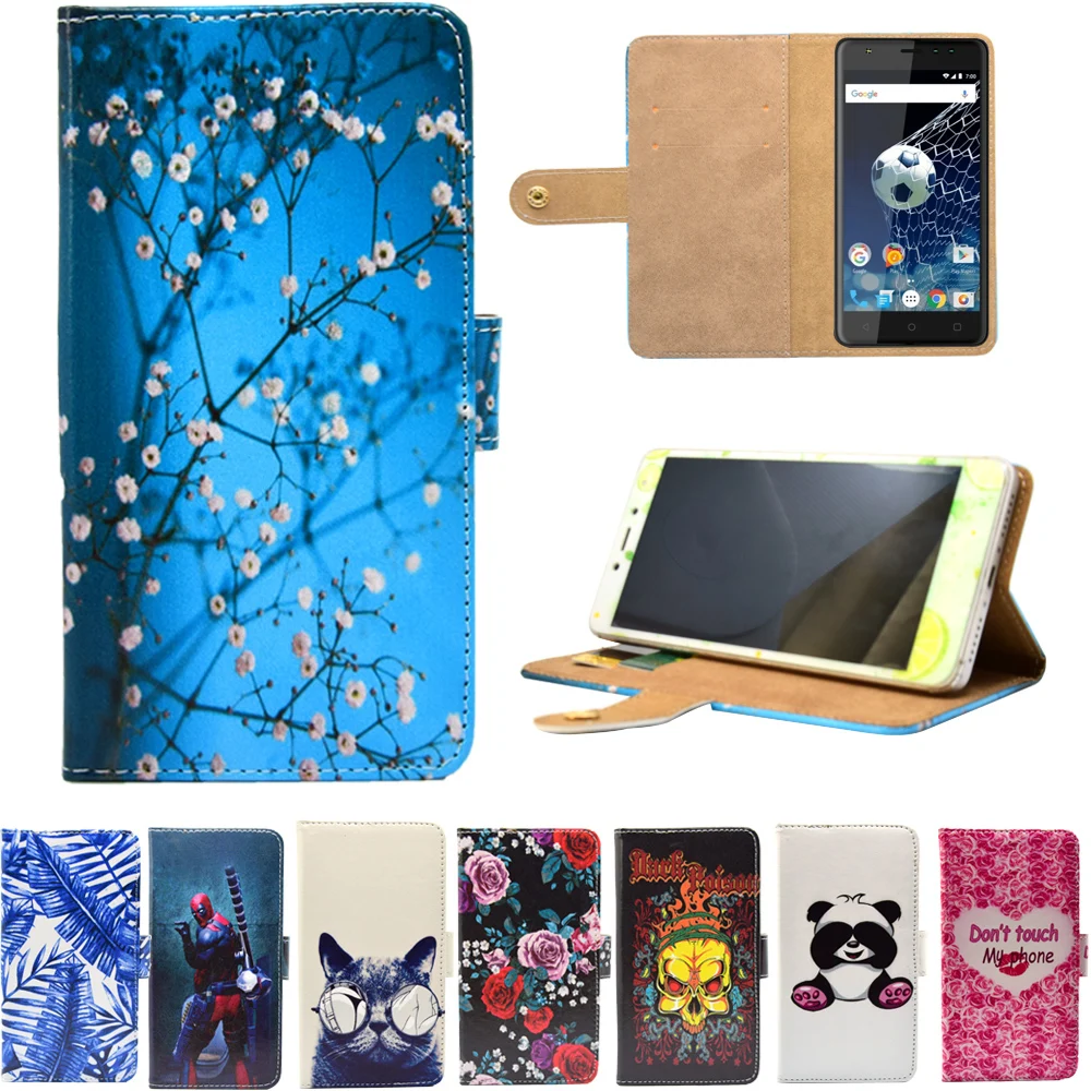

New arrival PU Leather Phone Cases Cartoon Flip Wallet Stand Cover Case for Vertex Impress Game