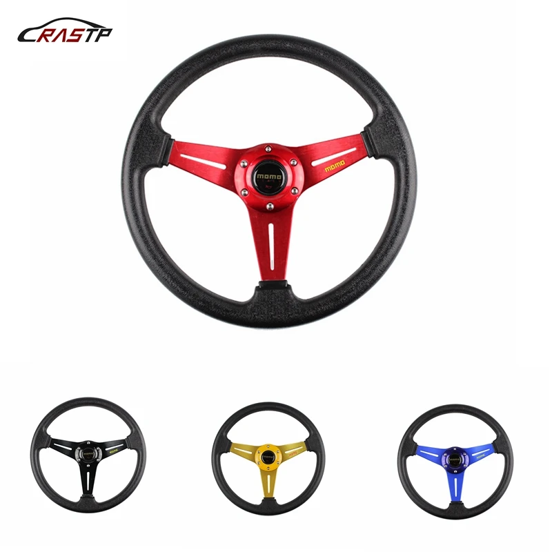 

RASTP - Universal 350mm 14inch Spokes Momo Racing Steering Wheel ABS With Horn Button Racing Steering Wheel Cover RS-STW009
