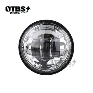 OTBS 4 1/" 4,5 дюймов светодиодный противотуманный светильник, проходящие вспомогательные лампы, белое кольцо Halo для Harley Touring Electra Glide - Цвет: Серебристый