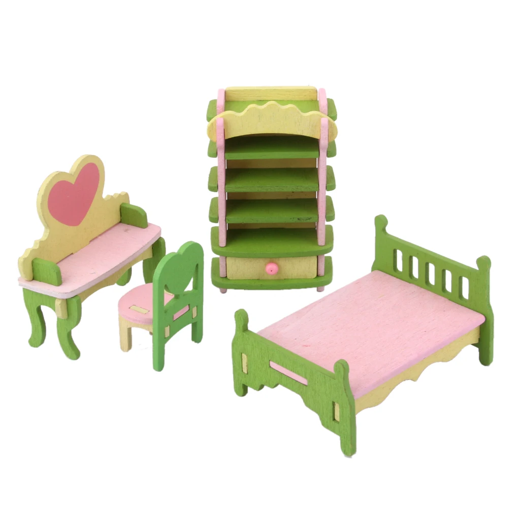 Miniature Dolls House Wooden Baby Nursery Room Furniture Kid Children Play Toys
