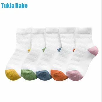 

5Pairs 0-12 Year Spring and summerkids socks thin color matching cotton mesh socks baby children socks