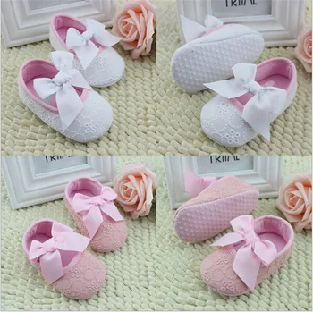 

Fashion Lovely Big Butterfly-Knot Decorate Solid Baby Shoes Toddler Lace First Walkers Soft Bottom Infants Girls Princess Shoes