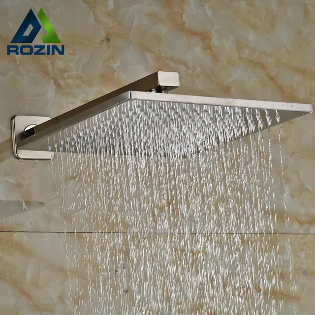Brushed Nickel Wall Mount Shower Arm Stainless Steel Rainfall Brushed Nickel Wall Mount Shower Arm Stainless Steel Rainfall Head 12 Rain Showerhead