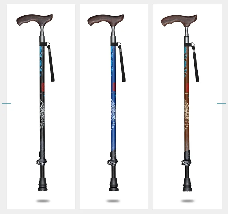 Fibra de Carbono Bengala com Confortável Lidar com Bloqueio Presente dos Pais Pioneer Idosos Leve Ajustável t Rápido 1 Pçs 3 High Quality Esporte e Lazer