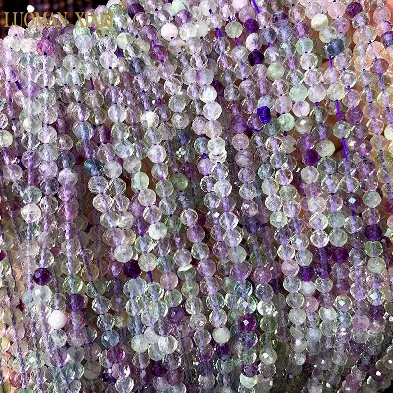 Граненые 4 мм бусины из натурального камня аметисты розовый хрустальный Турмалин драгоценный камень бусины для самостоятельного изготовления ювелирных изделий браслет ожерелье - Цвет: Fluorite