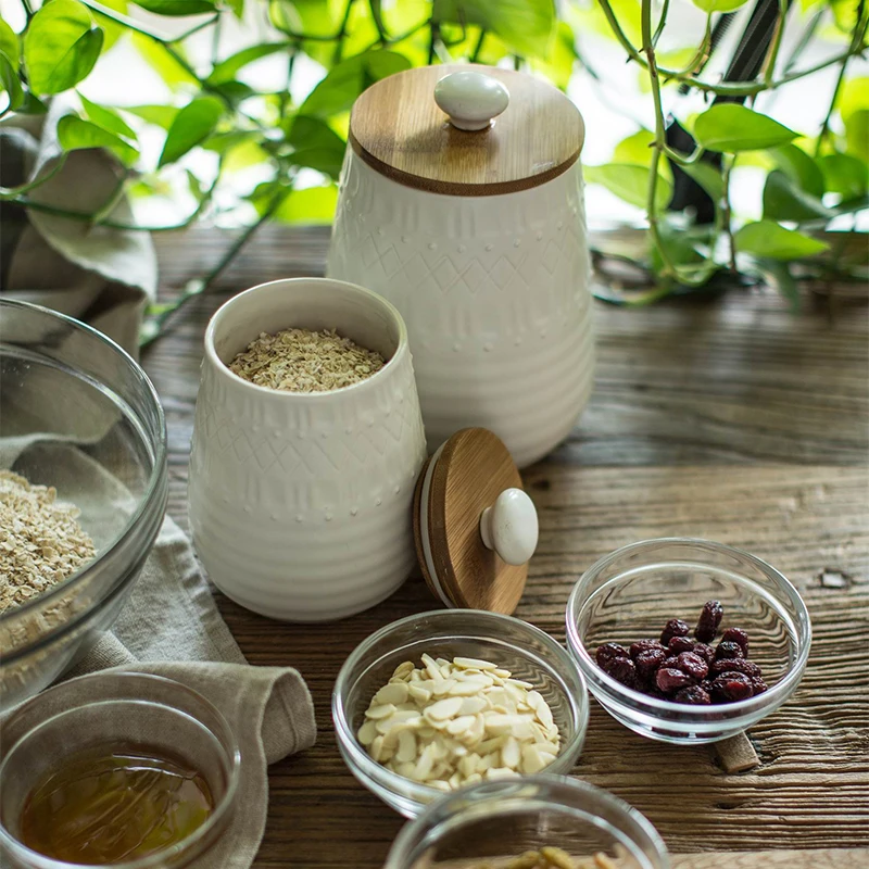 Cerámica botes de cocina de granos enteros frascos sellados de fruta seca seca tanque de almacenamiento.jpg