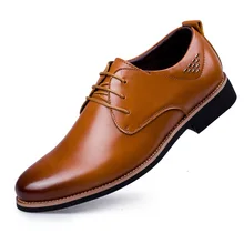 2017 Men Shoes Fashion Genuine Leather Oxfords Shoes Men’s Flats Lace Up Men Dress Shoes Spring Autumn Hombre Wedding Sapatos
