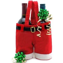 1 шт., рождественский подарок, Подарочный мешок для конфет, бутылки вина, Санта-Клаус, штаны на подтяжках, брюки, рождественские подарочные сумки