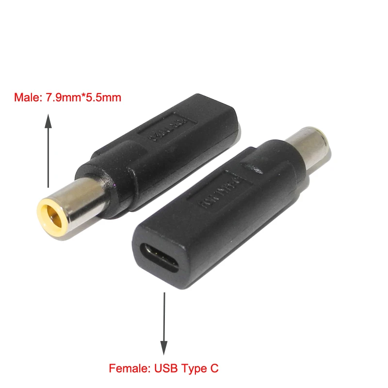 

Laptop Power Jack Converter Dc Adapter Plug Connector for Lenovo T410 T410S T510 Charger USB Type C Female to 7.9*5.5mm Male