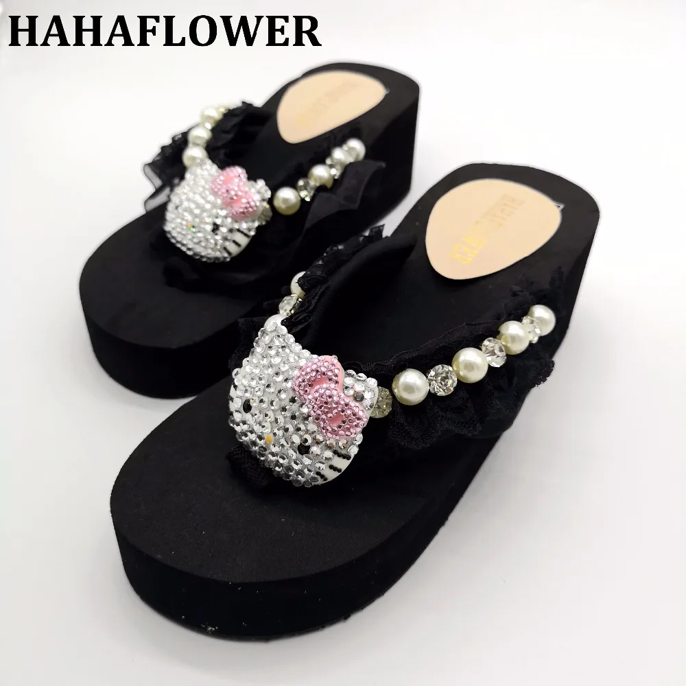 Женские шлепанцы HAHAFLOWER в виде мультяшного кота домашние тапочки симпатичная