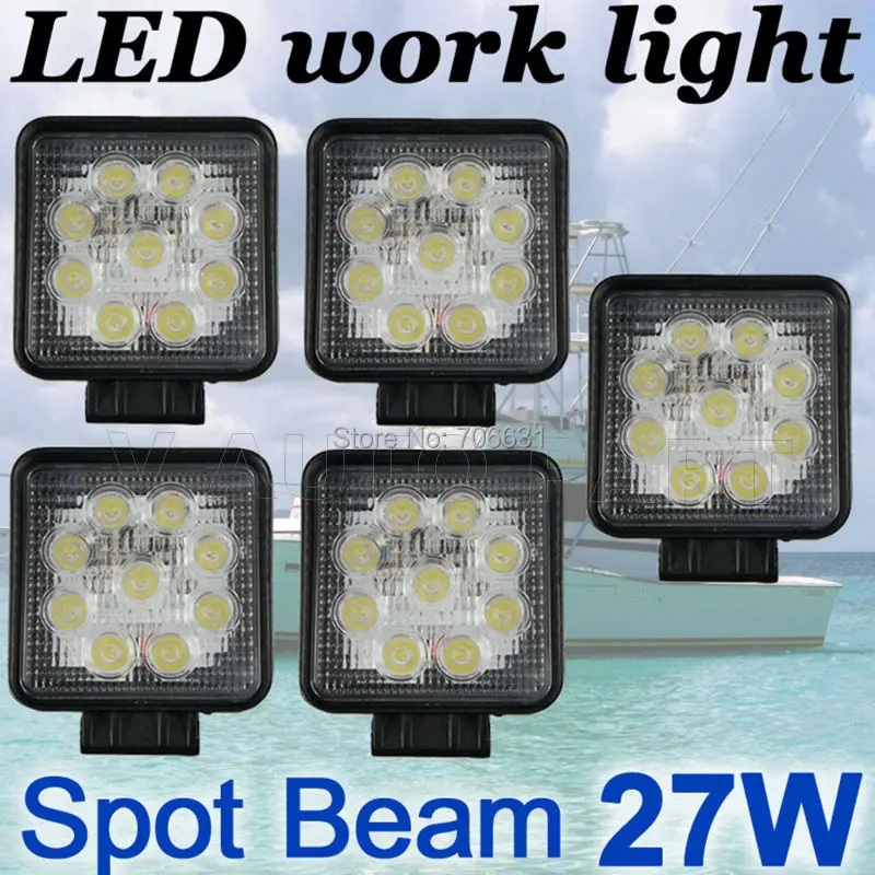 

THTMH 5X 27W Square  LED work Lamp Light spot Beam Truck Trailer Off Road Marine SUV