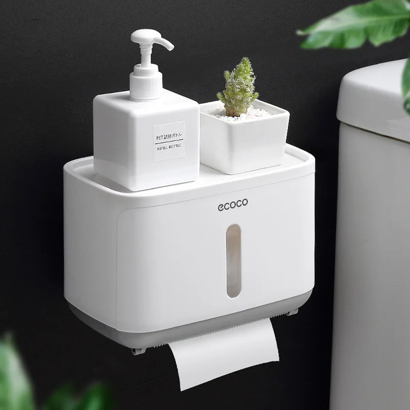 Toilet Paper Holder Bathroom Kitchen Waterproof Wall Mounted Tissue Box Phone Storage Box Organizer Not Dril Dropshipping