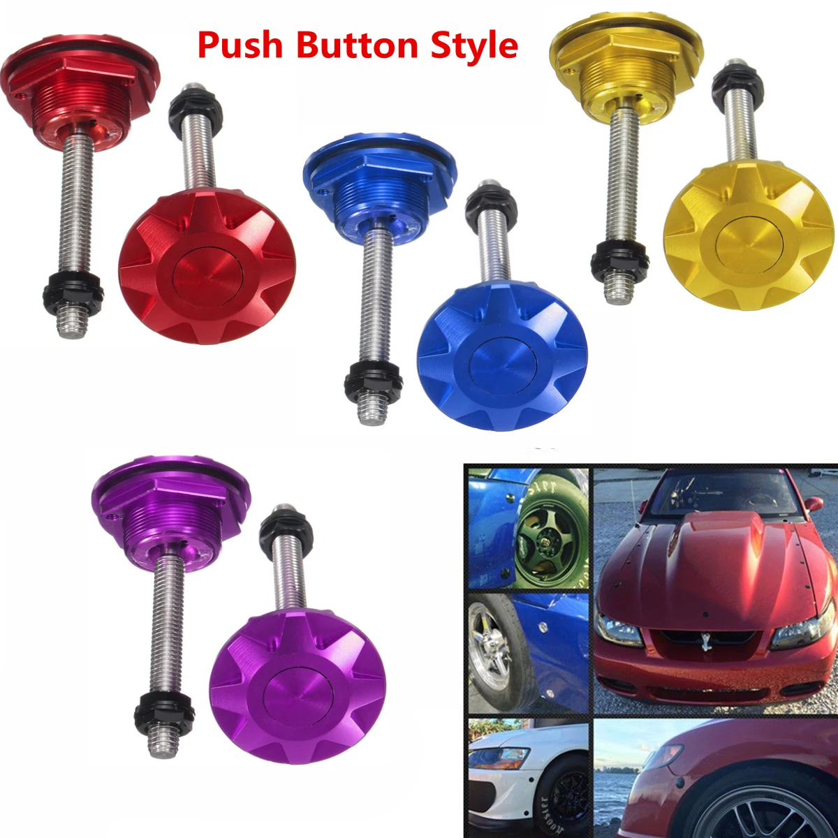 1Pair Universal Car Quick Release Click Latch Push Button Hood
