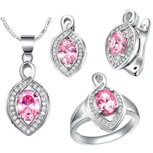 Стиль Белый золотистый цвет каплевидный кристалл ожерелье серьги и кольцо комплекты украшений для женщин Свадебные T452-6